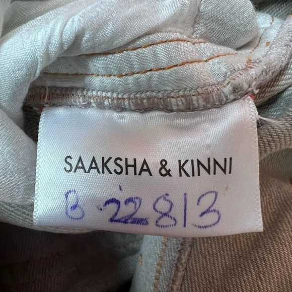 Saaksha‎ & Kinni Women's Blue Five Pocket Tie Dyed Color Block Jeans Small NWT - Picture 4 of 6
